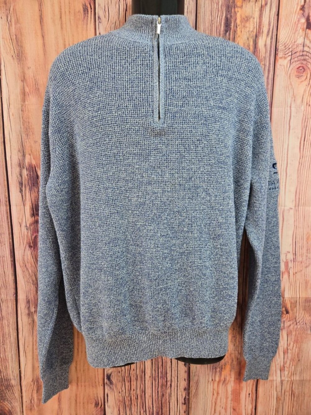 Peter Millar Mens Blue Quarter-Zip Sweater Size XXL Pima Cotton Merino Wool
